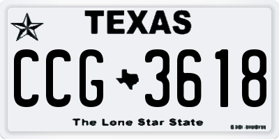 TX license plate CCG3618