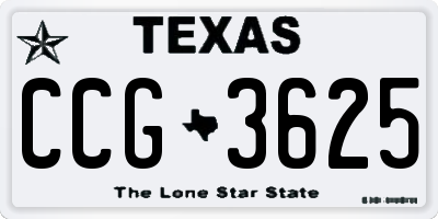 TX license plate CCG3625