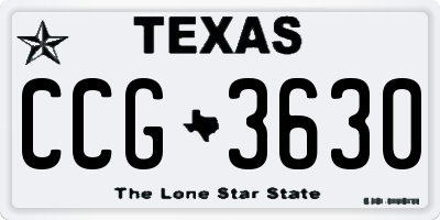 TX license plate CCG3630