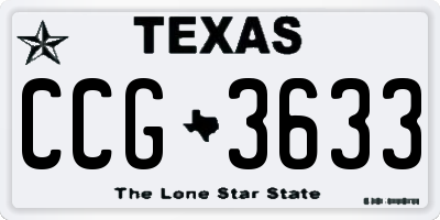 TX license plate CCG3633