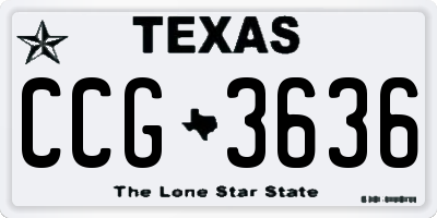 TX license plate CCG3636