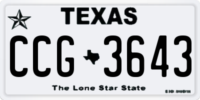 TX license plate CCG3643