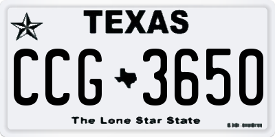 TX license plate CCG3650