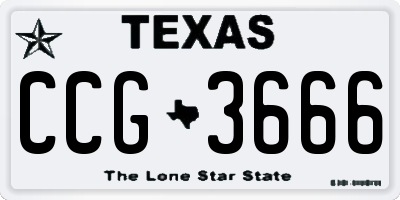 TX license plate CCG3666