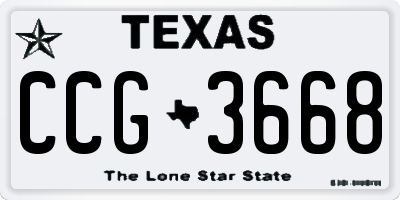 TX license plate CCG3668