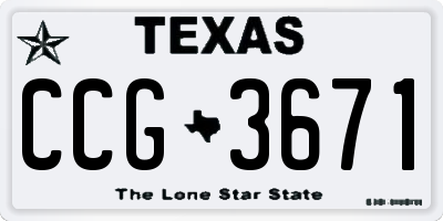 TX license plate CCG3671
