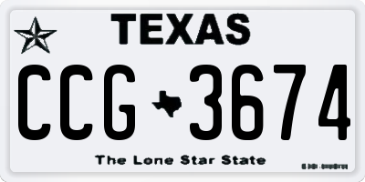 TX license plate CCG3674