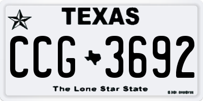 TX license plate CCG3692