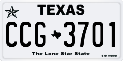 TX license plate CCG3701