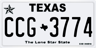 TX license plate CCG3774