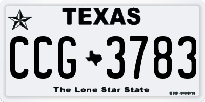 TX license plate CCG3783