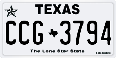 TX license plate CCG3794