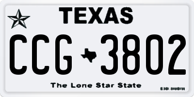 TX license plate CCG3802