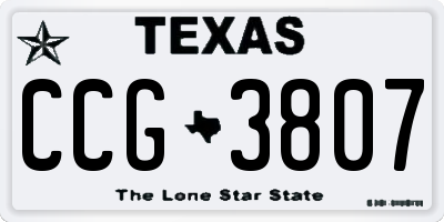 TX license plate CCG3807