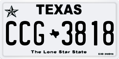 TX license plate CCG3818