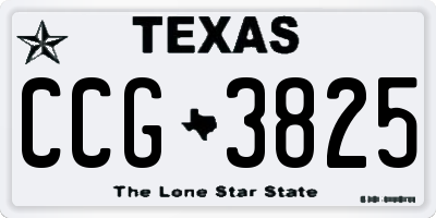 TX license plate CCG3825