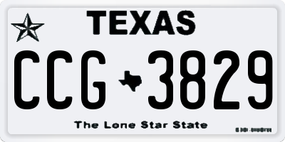 TX license plate CCG3829