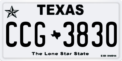 TX license plate CCG3830