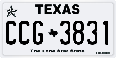 TX license plate CCG3831