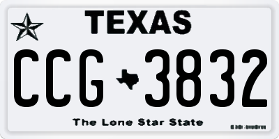TX license plate CCG3832