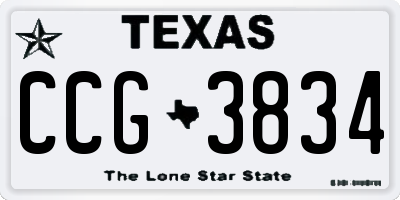 TX license plate CCG3834