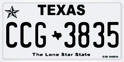 TX license plate CCG3835