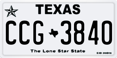 TX license plate CCG3840