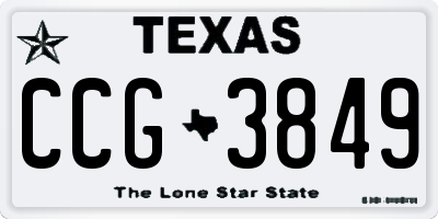 TX license plate CCG3849
