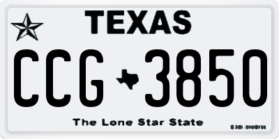 TX license plate CCG3850