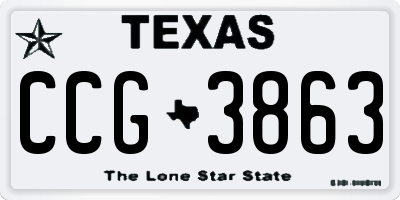 TX license plate CCG3863