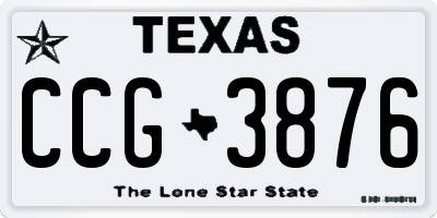 TX license plate CCG3876