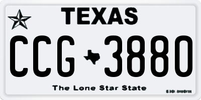 TX license plate CCG3880
