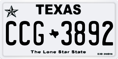 TX license plate CCG3892