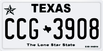 TX license plate CCG3908