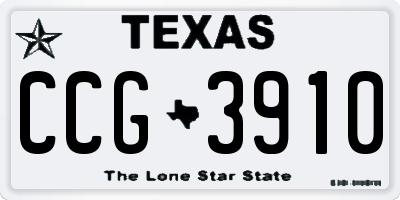 TX license plate CCG3910