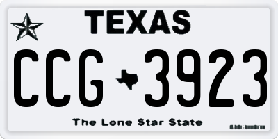 TX license plate CCG3923
