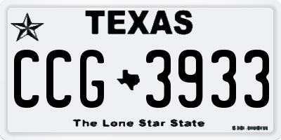 TX license plate CCG3933