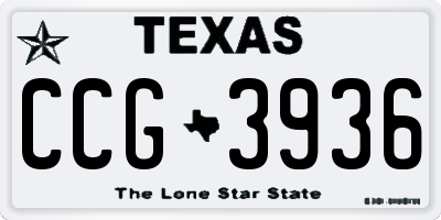 TX license plate CCG3936