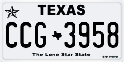 TX license plate CCG3958