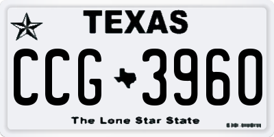 TX license plate CCG3960