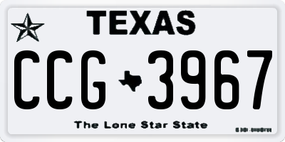 TX license plate CCG3967