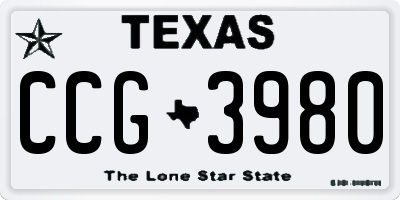 TX license plate CCG3980