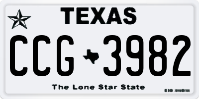 TX license plate CCG3982