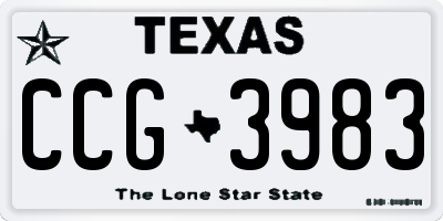 TX license plate CCG3983