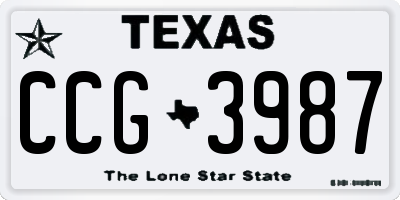 TX license plate CCG3987