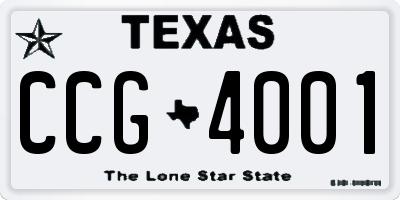 TX license plate CCG4001