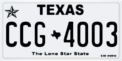 TX license plate CCG4003