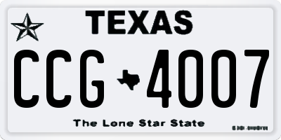 TX license plate CCG4007