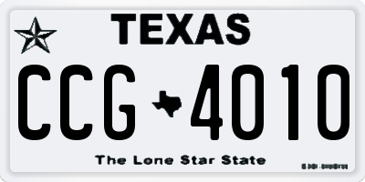 TX license plate CCG4010