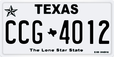 TX license plate CCG4012